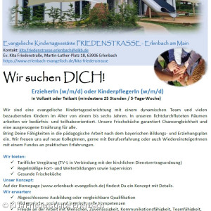 Stellenanzeige der KiTa Friedenstraße Erlenbach