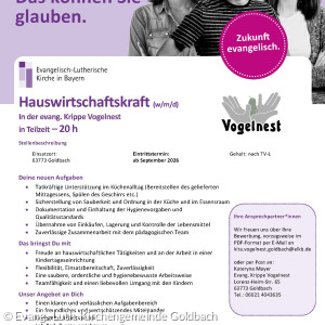 Ausschreibung für eine Hauswirtschaftskraft-Stelle