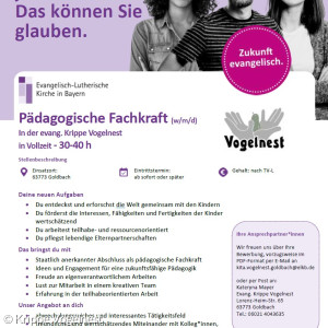 Stellenanzeige Krippe Vogelnest